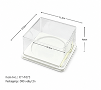 Boîte à gâteau carrée transparente à usage unique avec support à couverts, personnalisable, en PET de qualité alimentaire du Guangdong, vente en gros d'usine