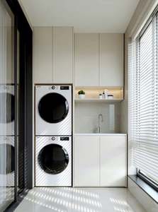 Mueble de Lavandería Inteligente de Diseño Moderno y Práctico de Alta Gama, Hecho de Madera Contrachapada, Personalizable para Lavadora - Product Image 2