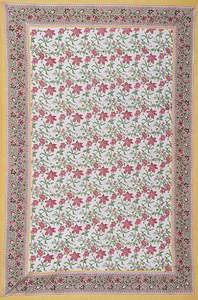Indian Cotton Rectangular <b>Dinning</b> Tablecloth Hand Block Printed Floral Design <b>Table</b> Cover for Home Parties Weddings - Product Image 2