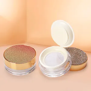 Free Samples Empty Luxury Round Makeup Loose Powder Container Jar Compact Glitter Powder Foundation Box With Sifter