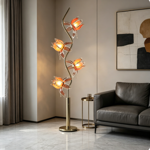 Lámpara de Pie Moderna con Forma de Flor de Loto, LED, Hierro y Vidrio, E26, Rosa, para Dormitorio, Sala de Estar, Iluminación Decorativa - Product Image 5
