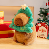 Nouvelle Peluche Capybara en Fourrure de Rat d'Eau pour Noël - Décoration de Noël, Cadeau Festif, Poupée Transfrontalière