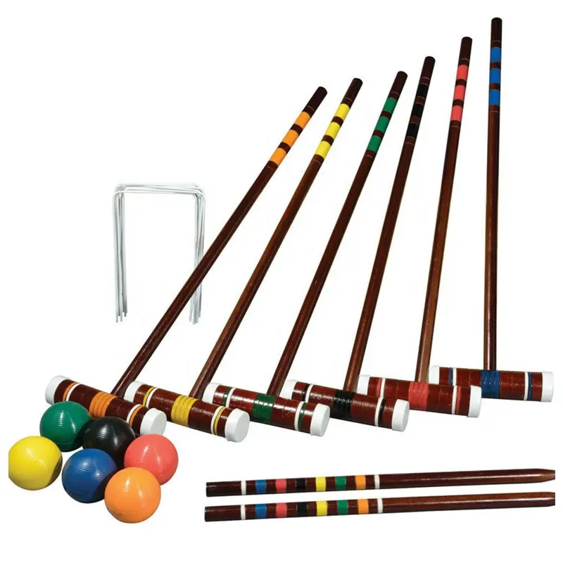Classic 6 player deluxe wood croquet game kids outdoor playing sports croquet mallet croquet sets