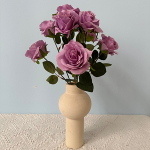 Flores Artificiales al por Mayor, 9 Cabezas de Rosas de Seda, Arreglos Florales de Alta Calidad, Decoración para Bodas, Centros de Mesa Florales - Product Image 6