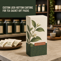 Cartons à fond verrouillable écologiques et recyclables personnalisés avec revêtement UV et impression offset pour les coffrets cadeaux de sachets de thé de spécialité