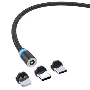 Cable de carga magnético Cable DE DATOS magnético Tipo-c Micro USB C 3 en 1 Cable para I Phone Teléfono Auricular móvil Teléfono