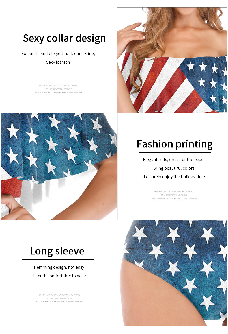 2021 Women Ruffled Single Collar Swimwear Girls One Piece Beachwear S-XL Y04007