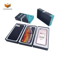 Boîte de téléphone vide en carton imprimé avec motif de couleur et logo personnalisé avec plateau de câble de données en plastique