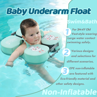 PiaopiaoFish Bouée de natation pour bébé et enfant, en EPE et PVC, non gonflable, sécurisée, à porter sous les aisselles, portable, écologique, pour nouveau-né, vert/rose