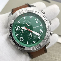 Montre chronographe à cadran vert avec chiffres arabes, mouvement original, cristal saphir, bracelet en cuir FS, montre sport pour homme