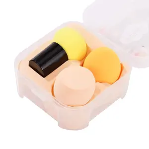 Lot de 3 éponges de maquillage avec boîte de rangement Bouffée de cosmétique Champignon sec et humide Blender Waterdrop Powder Cushion Sponge Puff