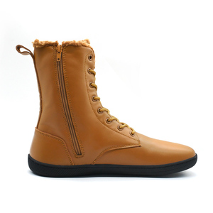 <span class=keywords><strong>Botas</strong></span> de nieve de caña alta con cremallera, de cuero natural y forro de piel, puntera ancha, minimalistas para senderismo y caminar en invierno - Product Image 6