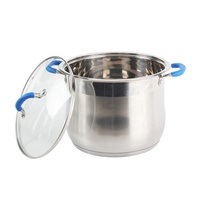 Ensemble de 9 casseroles classiques de luxe en acier inoxydable avec couvercles en verre, compatibles lave-vaisselle et four, couleur argent, comprenant une marmite et une soupière