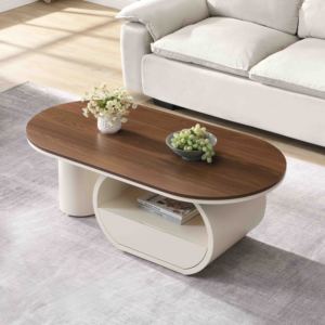 <span class=keywords><strong>Tavolino</strong></span> da Caffè Ovale Moderno ATUNUS con Ampio Cassetto Portaoggetti, <span class=keywords><strong>Design</strong></span> Elegante in <span class=keywords><strong>Legno</strong></span> Bianco per Soggiorno e Ufficio Contemporanei - Product Image 3