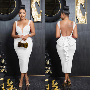 Robe dos nu unie à col en V pour femme, style européen et américain, idéale pour les soirées, disponible <span class=keywords><strong>sur</strong></span> AliExpress et <span class=keywords><strong>Amazon</strong></span> - Product Image 4