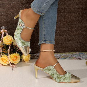 2025 nouveau Style argent tête <span class=keywords><strong>Mules</strong></span> boucle sandales à talons hauts femmes chaussures à talons hauts fête quotidienne boucle unique chaussures pour femmes - Product Image 4