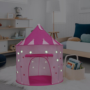 Tente de jeu pour enfants Château de princesse qui brille dans le noir, tente de jeu pop-up pour enfants, pliable, pour une utilisation en intérieur et en extérieur - Product Image 6