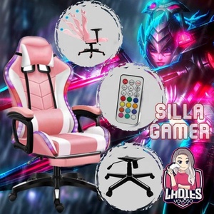 Silla Gamer con Luces Led Y masajeador thắt lưng màu hồng đua ghế cadeira de jogos silla Gamer RGB ROSA massage chơi game ghế - Product Image 1
