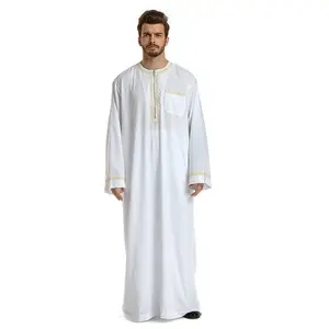 Daffah Thobe Dubai Qamis Homme Moslim Jurk Voor Heren Jubba Saudi Thobe Saudi Arabië Stijl Heren Qamis Qatar Thobe