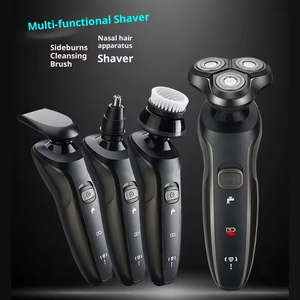 เครื่องโกนหนวดไฟฟ้าสำหรับผู้ชาย 4D ชาร์จไฟได้ผ่าน USB ล้างทำความสะอาดได้ พร้อมหัวโกนสามหัว และคุณสมบัติกันน้ำสำหรับโกนหนวดเครา - Product Image 4
