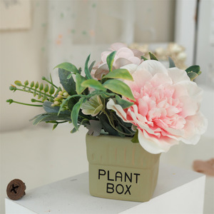Mountain Camellia Rose Retro Ceramic Artificial Flower Mini Potted Bonsai Set Home Decor Craft Art <b>Ornament</b> For Indoor Display - Product Image 5