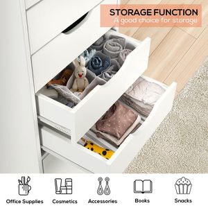 Schubladen kommode mit unterem Schrank, hohe Kommode mit Lenkrädern - Product Image 3