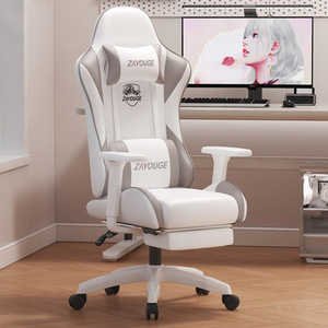 Chaise de Gamer Confortable en Cuir PU Style Mid-Century avec Base en Nylon, Fonction Massage, Siège Informatique, Relevage à Gaz en 2 Étapes, Personnalisable OEM, Pivotante sur Roulettes 4D - Product Image 2