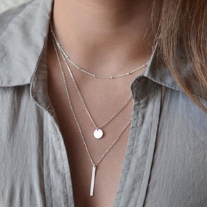 Collar de cadena con capas de oro Artificial para mujer, accesorios, venta al por mayor - Product Image 2