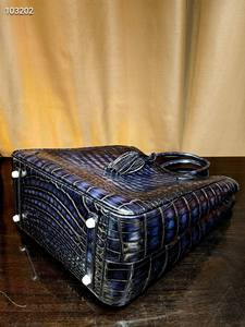 Bolso de mano retro de cuero genuino de cocodrilo del Nilo 100% auténtico, lujoso, suave, de diseñador, a la moda, de gran capacidad, para mujer y hombre, abierto - Product Image 3