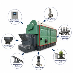 Chaudière à vapeur multi-combustibles (charbon, biomasse) à grille à chaînes horizontale, à tubes eau-feu, 15 tonnes/h, 40 tonnes/h pour usine, certifiée ASME CE - Product Image 4