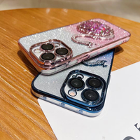 Coque de téléphone tendance avec sable mouvant liquide, paillettes, cygne, dégradé de couleurs et finition électroplaquée pour iPhone 16 15 14 13 12 11