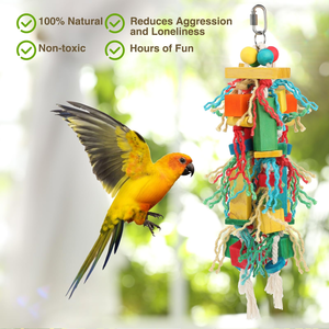 Jouet suspendu multicolore pour oiseaux de compagnie, perroquets, grands et moyens, avec blocs en bois à mâcher, balançoire colorée, vente chaude - Product Image 2