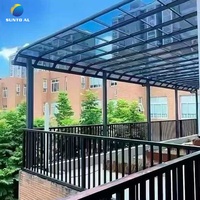 Sunto Abri de voiture extérieur en aluminium imperméable en polycarbonate à toit plat Abri de garage en métal élégant Design moderne pour 2 voitures Parking