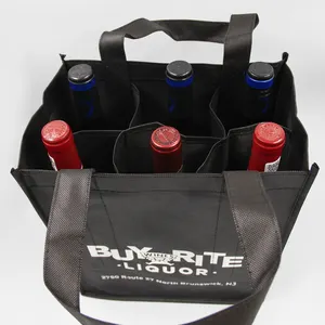 2023 Wine Custom Promotion Gift Bag Reusable Non Woven Wine Bags 6 Bottle Wine Tote Bag