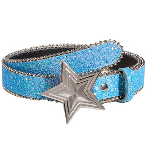 <span class=keywords><strong>Ceinture</strong></span> en cuir PU à paillettes brillantes <span class=keywords><strong>pour</strong></span> femmes <span class=keywords><strong>Ceinture</strong></span> étoile Y2K <span class=keywords><strong>pour</strong></span> <span class=keywords><strong>robe</strong></span> en jean - Product Image 2