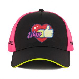 Y2K Style "Likey" Embroidered Neon Pink & <b>Black</b> Casual "Likey" Heart & Thumbs up Two-Tone <b>Baseball</b> <b>Cap</b> - Product Image 1