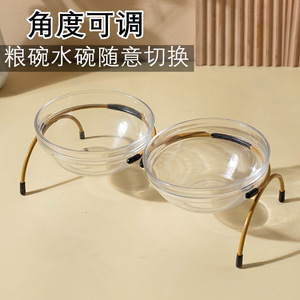 Bols en verre surélevés pour chats, design arrondi, pour la protection de la colonne cervicale des chats - Product Image 5