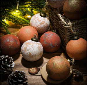 Plastic Christmas Balls <b>Large</b>-sized Rural Retro Neutral Texture Farmhouse Brown Christmas Decorations Bohemian Orange Copper - Product Image 2