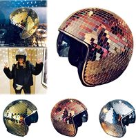 Casque de boule disco avec visière rétractable verre miroir à paillettes pour chapeau de fête de club DJ pour Halloween noël jouets de pâques