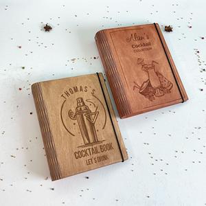 Chất Lượng Cao Nhà Bartender Quà Tặng Cocktail Cuốn Sách Tùy Chỉnh Khắc Micro Logo Thích Hợp Cho Thanh Gỗ Trộn Đồ Uống Cuốn Sách Công Thức - Product Image 1