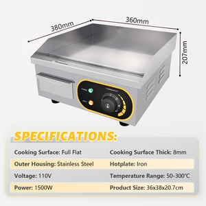 <span class=keywords><strong>Plancha</strong></span> électrique professionnelle de 14 pouces en acier inoxydable, petite taille, pour grillades et cuisson - Product Image 3