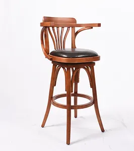 Wholesale American antique bent wood swivel bar chair counter high bar stool for bar bistro cafe hotel restaurant
