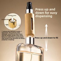 Botol Parfum Bambu Kosmetik Mewah 5ML/8ML Isi Bawah, Botol Semprot Portabel untuk Perjalanan, Hot Stamping