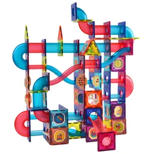 Rolling ball toy magnetic track game tiles stem building block set kids diy toys stem magnet toys for toddler