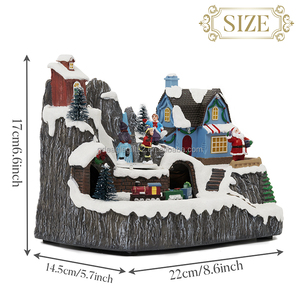 EaglegefTS زينة الراتنج تماثيل سانتا الناس منازل قرية عيد الميلاد رخيصة الثمن بوليريسين قرية عيد الميلاد مع القطار - Product Image 2