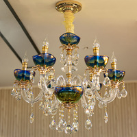 Lustre contemporain en cristal rouge pour salon, chambre, cuisine, hôtel, salle de banquet, décoration intérieure
