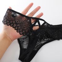 S-XL pita hitam dan putih renda seksi seksi Perspektif Peach pantat pakaian dalam wanita tali ramping Thong sejuk nyaman