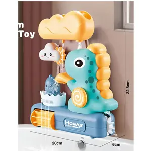 JACKOTOYS-montaje de tubería de dinosaurios, baño interactivo, ducha, bañera, pared, juguete de agua pulverizada giratoria