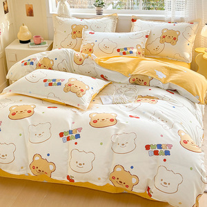 100% Bông In 4Pcs Bộ Đồ Giường Bộ Phim Hoạt Hình Duvet Bìa Tùy Chỉnh Kích Thước Được Trang Bị Tấm Thân Thiện Với Da Chăn Bìa Với Vỏ Gối - Product Image 5