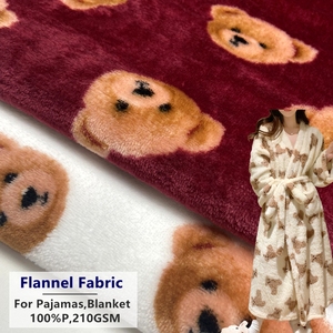 Lông Cừu Ấm Áp 100% Polyester Đan Tùy Chỉnh Gấu Bông In 210gsm Flannel Lông Cừu Vải Cho Bộ Đồ Ngủ Chăn Ngủ - Product Image 1